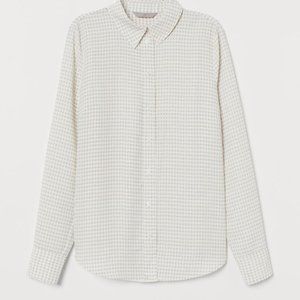 H&M Crepe Houndstooth Blouse Taupe Size 6